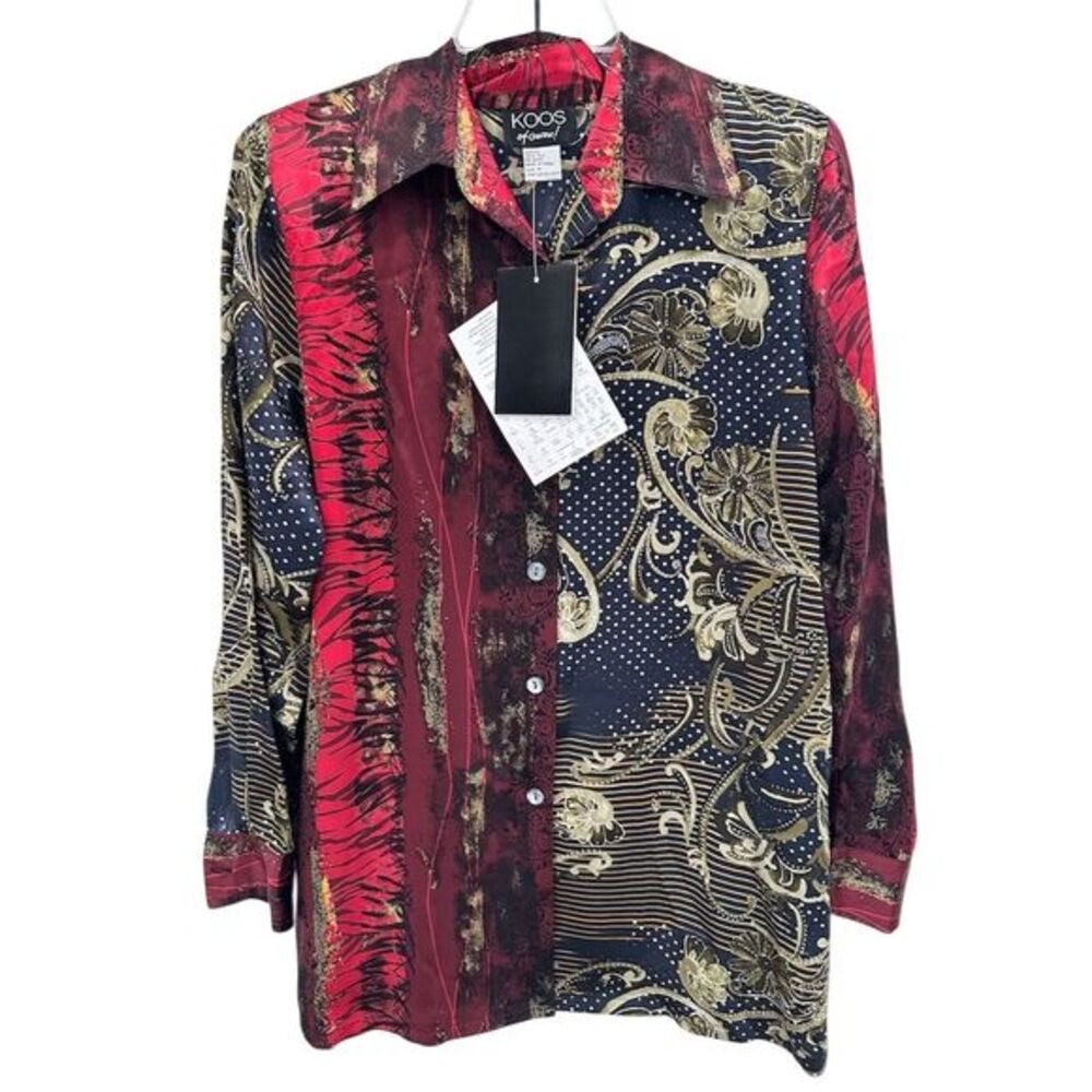 NWT KOOS of‎ Course! Women's Multicolor Silk Button-Up Shirt M AK73